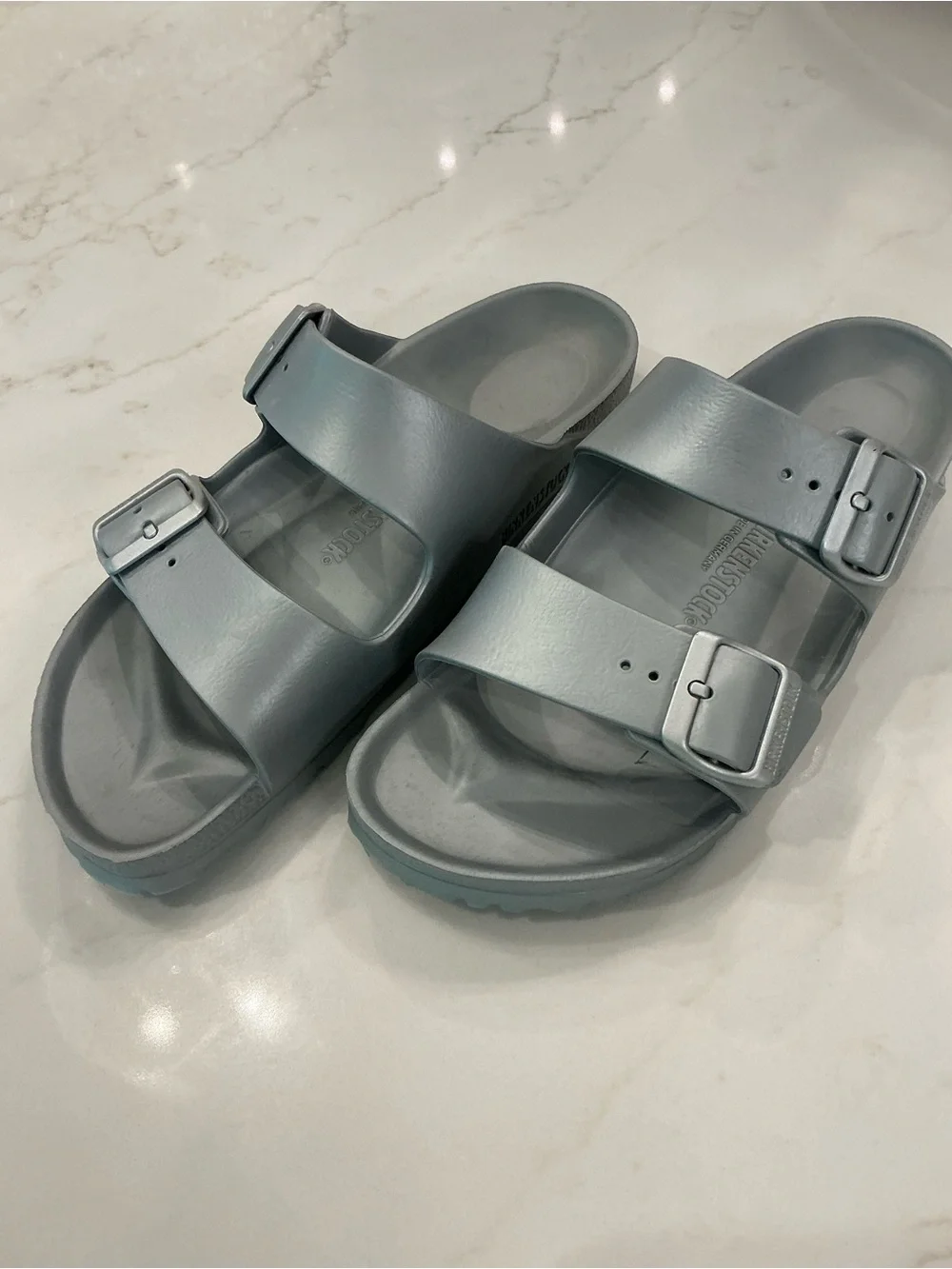 Birkenstock Arizona EVA Sandals Metallic Silver - Picture 2 of 5